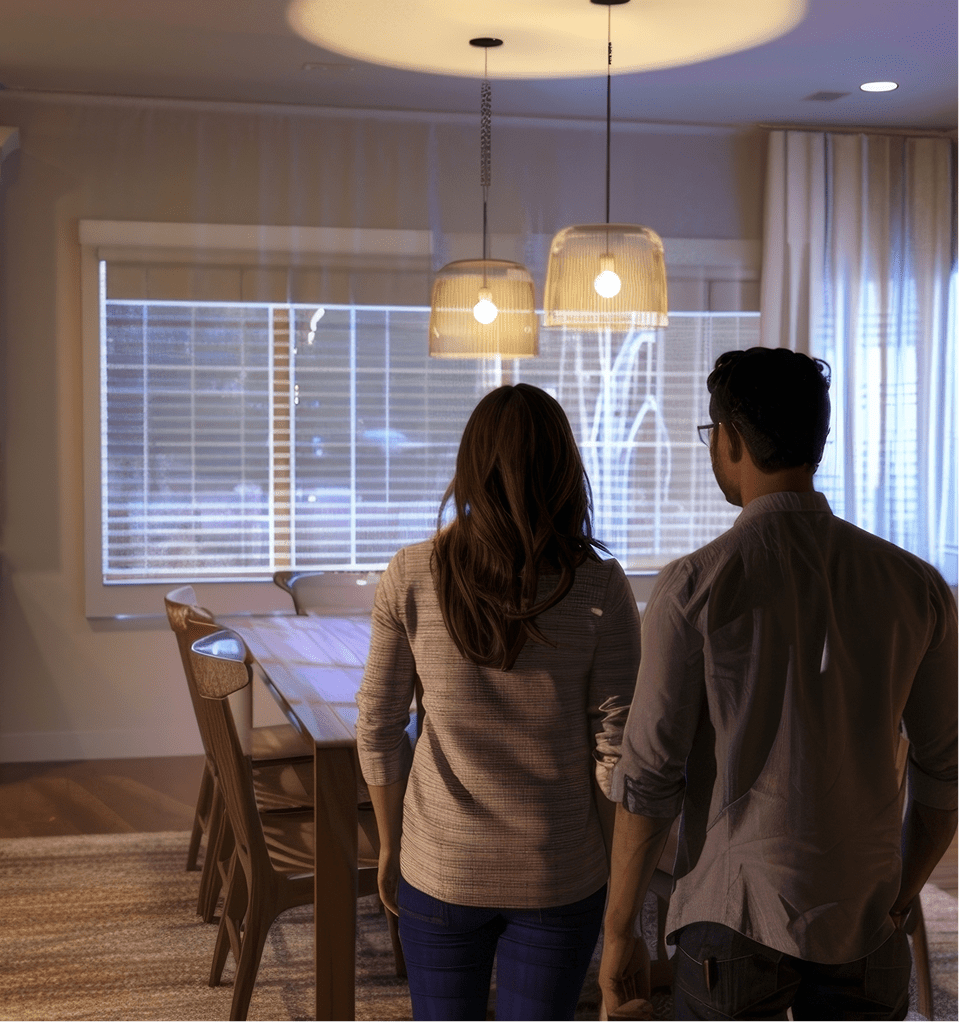 Hombre y mujer en una sala